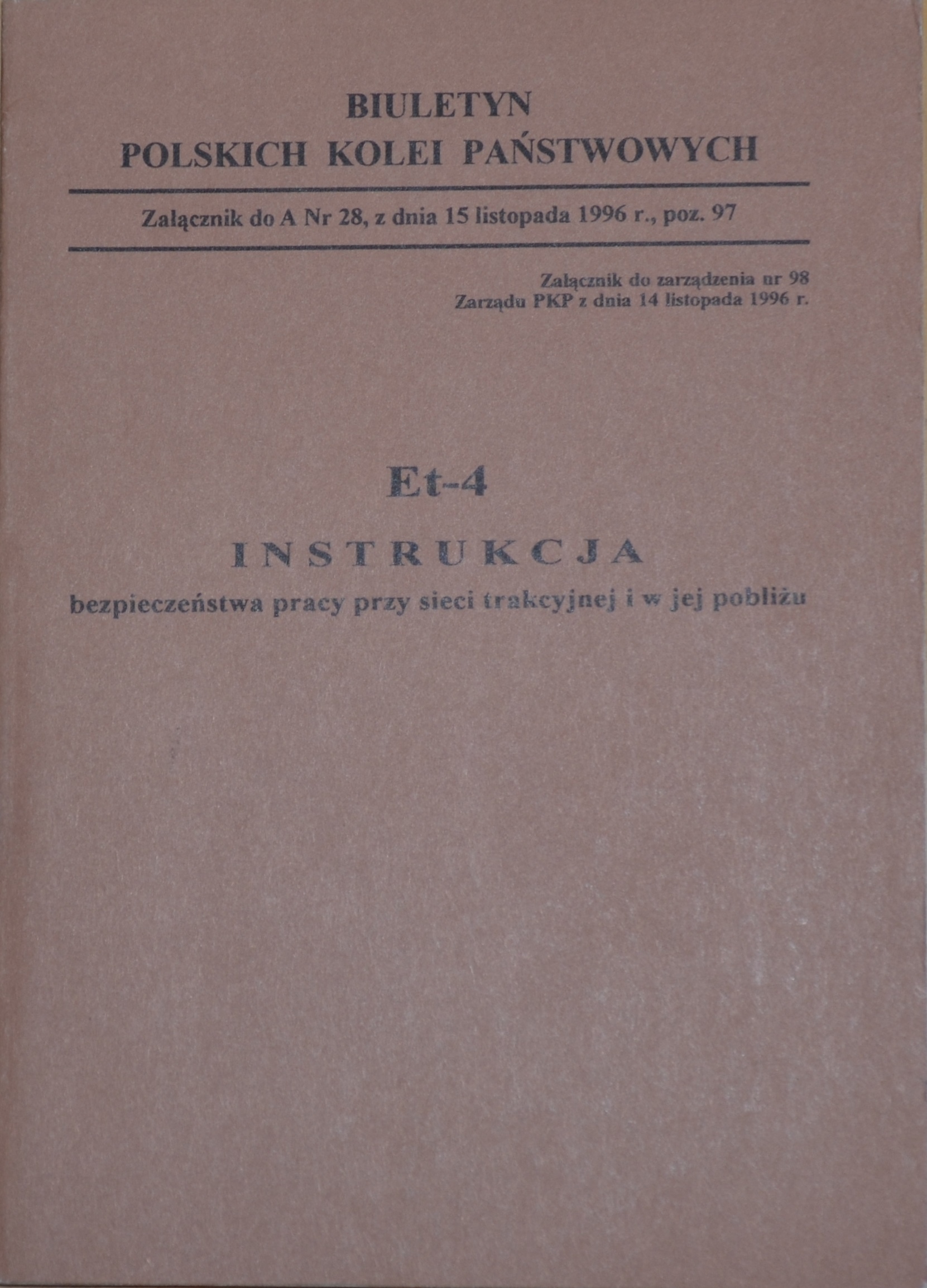 Et4 1996 Instrukcja Bezp W Medale I Instrukcje Kolejowe W MyViMu