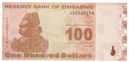 Zimbabwe - 100 dolarów (2009)