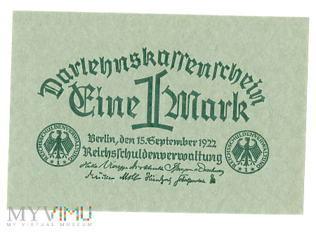 Duże zdjęcie Niemcy - 1 mark 1922r.