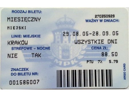 Bilet MPK Kraków 60