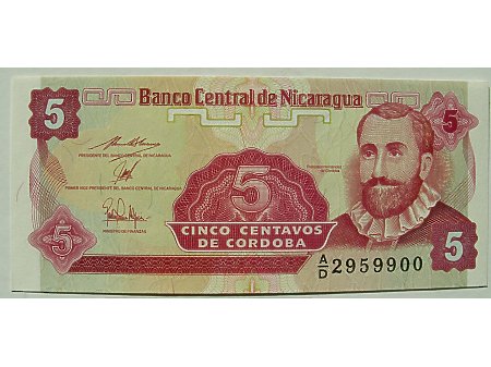 Nikaragua- 5 Złotych Kordob UNC