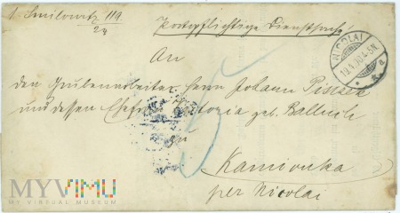 List nadany w Mikołowie- 1900