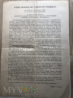 Duże zdjęcie List Pawła VI na 50-lecie święceń kard.Wyszyński