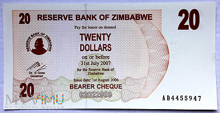 Zimbabwe 20 $ 2006