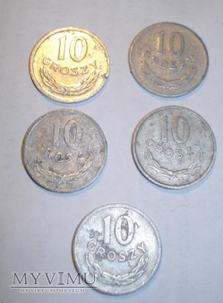 zbiór 10 groszówek 1967-1978