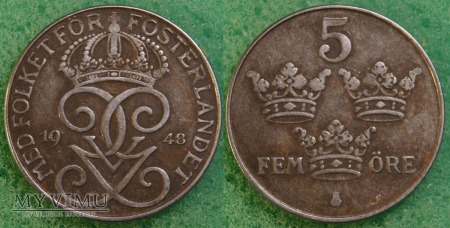 Szwecja, 5 Öre 1948