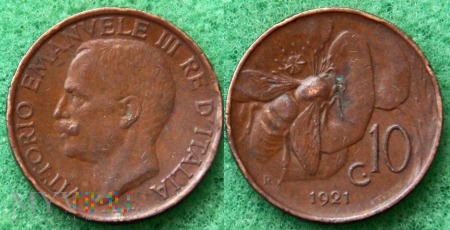 Włochy, 1921, 10 centów