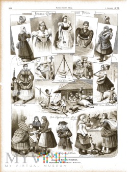 Duże zdjęcie Rycina- FRAUEN UND KINDER IN OBERSCHLESIEN- 1885