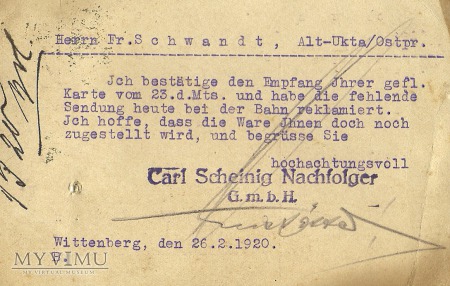Carl Scheinig Nachflg Konigsberg 1920 r.