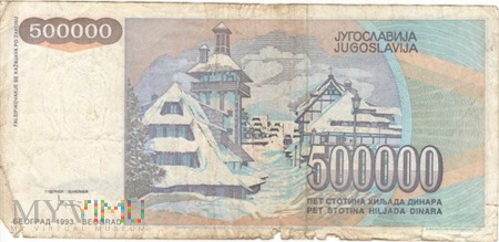 JUGOSŁAWIA 500000 DINARA 1993 TYP A
