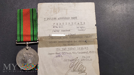 Legitymacja i Brytyjski Medal Wojny 1939-45