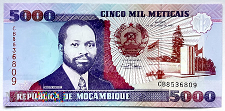 Duże zdjęcie Mozambik 5000 meticas 1991