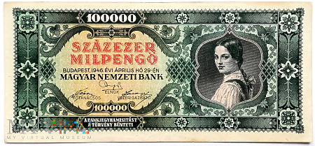 Węgry 100 000 000 000 pengo 1946