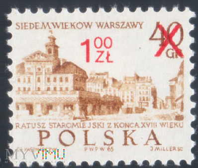 Znaczek Siedem Wieków Warszawy 1 zł 1965 r.