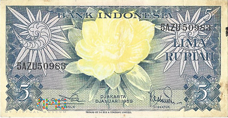 Indonezja 5 Rupii 1959