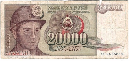 Jugosławia, 20000 dinarów 1987r