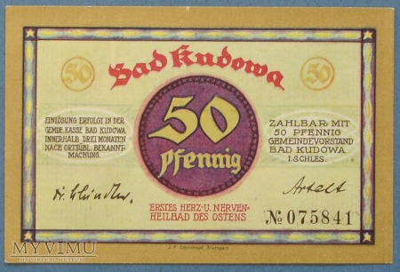 50 Pfennig 1921 - Bad Kudowa - Kudowa Zdroj
