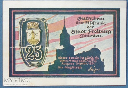 25 Pfennig 1921 r - Freiburg in Schl.- Swiebodzice