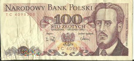 Banknot 100 zł 1 grudnia 1988