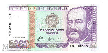 Peru - 5000 Intis 1988r.
