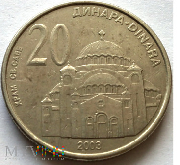 20 DINARÓW 2003 - SERBIA