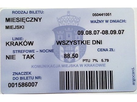 Bilet MPK Kraków 80