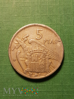 Duże zdjęcie Hiszpania- 5 peset 1957 r.