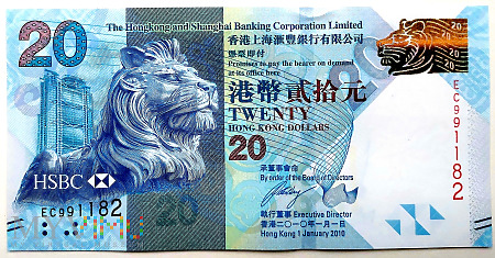 Hong Kong 20 dolarów 2010