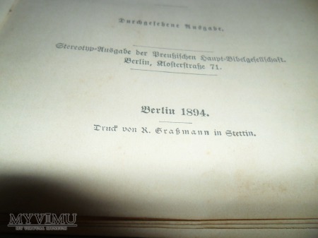 Biblia, Druck von R. Graßmann Stettin, 1894 rok