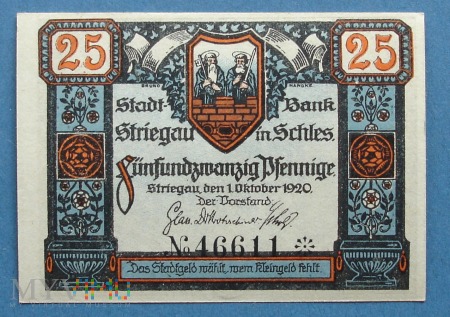 25 Pfennig 1920 - Srtriegau in Schl. - Strzegom