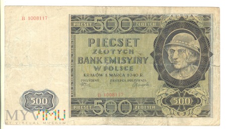 500 złotych Bank Emisyjny 1940