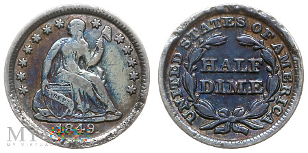 Duże zdjęcie Half dime, 1849, moneta obiegowa