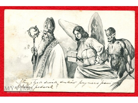 Duże zdjęcie 1904 Święty Mikołaj Diabeł Święta zabór austriacki
