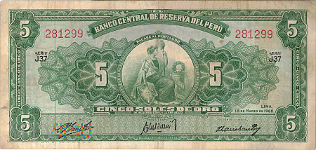 Peru - 5 soli de oro (1960)