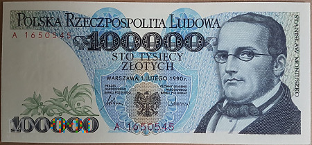 100000 złotych 1990 rok seria A