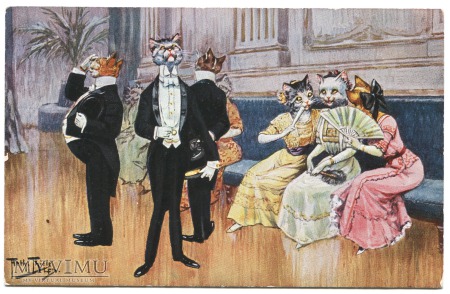 Duże zdjęcie ARTHUR THIELE Koty na balu Cats at ball TSN 1229