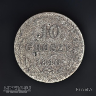 1840 - 10 gr - bita w 1845 (Królestwo Polskie)