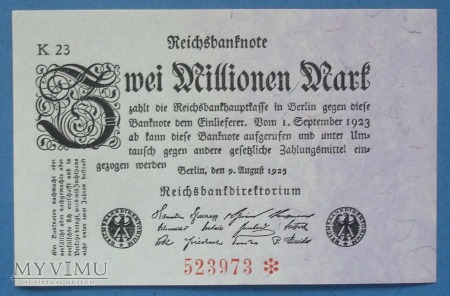 2 mln Mark 1923 r - Reichsbanknote - Niemcy