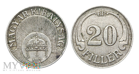 Duże zdjęcie 20 filler, 1927, moneta obiegowa