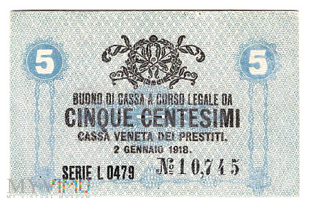 Włochy - 5 centesimi, 1918r. UNC