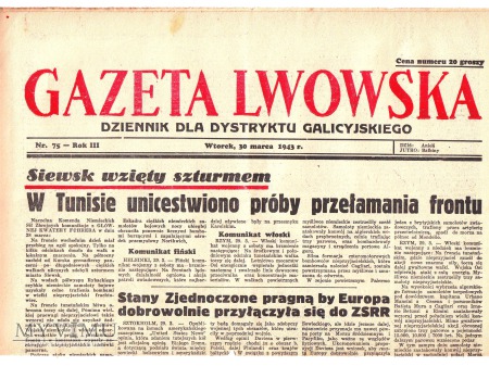 Duże zdjęcie Gazeta Lwowska (30 III 1943)