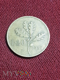 Włochy- 20 lirów 1958 r.