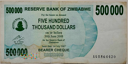 Zimbabwe 500 000 $ 2007