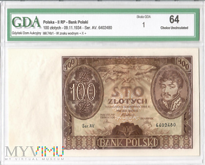 Polska - 100 złotych 09.11.1934 ( +X+)