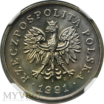 1 złoty 1991- NGC MS67