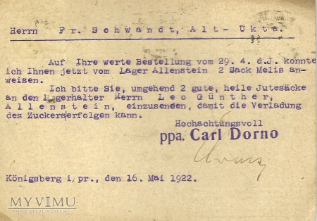 Carl Dorno Konigsberg 1922 r.