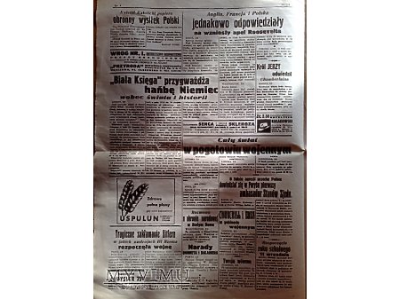 Gazeta codzienna CZAS - 7 z 2 września 1939 r.