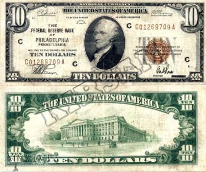 Banknot $ 10.00 1929 r