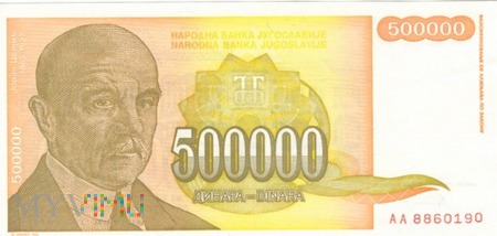 JUGOSŁAWIA 500000 DINARA 1994