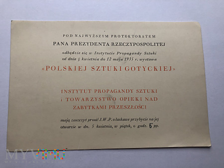 Zaproszenie pod patronatem Prezydenta II RP 1935
